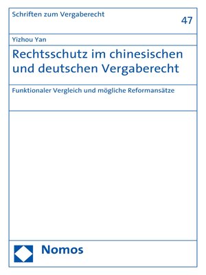 cover image of Rechtsschutz im chinesischen und deutschen Vergaberecht